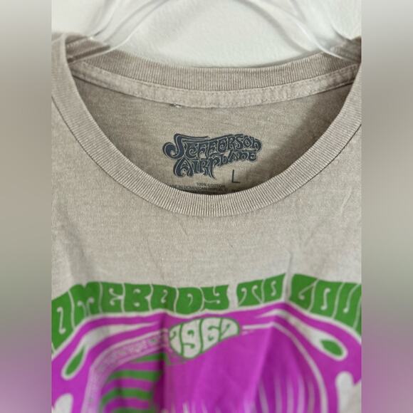 Jefferson Airplane T Shirt Somebody to Love Size L Women's Tan Cotton - Picture 3 of 5